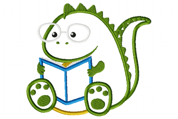 Dinosaur Reading: A Versatile Embroidery Design for Seasonal Creations