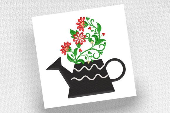 Flower Watering Can Embroidery Design Review for Small Business Merch