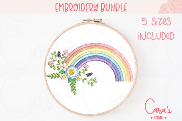 Rainbow and Flowers Ava: A Vibrant Embroidery Design for Craft Fair Success